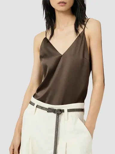 Brunello Cucinelli Women's Stretch Silk Satin Camisole Top - Brown | Thumbnail 5 Brunello Cucinelli Women's Stretch Silk Satin Camisole Top - Brown | Thumbnail 5