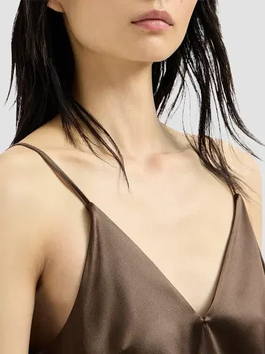 Brunello Cucinelli Women's Stretch Silk Satin Camisole Top - Brown | Thumbnail 6 Brunello Cucinelli Women's Stretch Silk Satin Camisole Top - Brown | Thumbnail 6