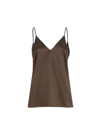 Brunello Cucinelli Women's Stretch Silk Satin Camisole Top - Brown | Thumbnail 1 Brunello Cucinelli Women's Stretch Silk Satin Camisole Top - Brown | Thumbnail 1