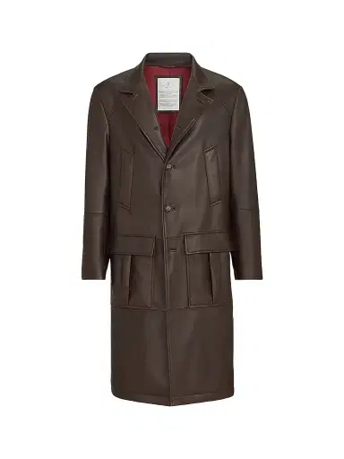 Brunello Cucinelli Men's Nappa Leather Overcoat with Thermore Padding - Brown | Thumbnail 1