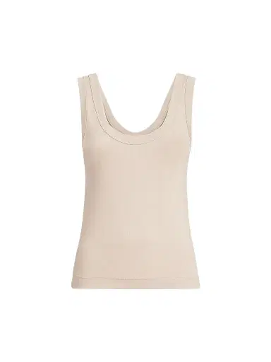 Brunello Cucinelli Women's Stretch Cotton Ribbed Jersey Top with Monili | Thumbnail 1