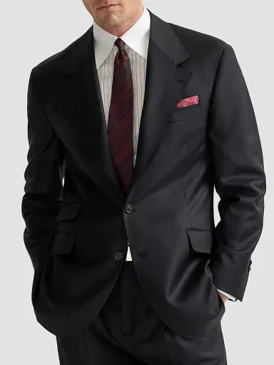 Brunello Cucinelli Men's Super 150s Virgin Wool Four Season Batavia Cavallo Tailor Blazer - Black | Thumbnail 5