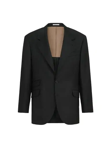 Brunello Cucinelli Men's Super 150s Virgin Wool Four Season Batavia Cavallo Tailor Blazer - Black | Thumbnail 1
