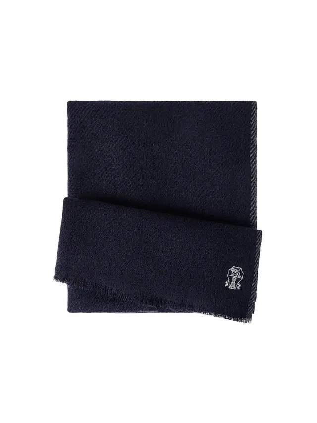 Brunello Cucinelli Men's Cashmere Scarf - Marine Blue