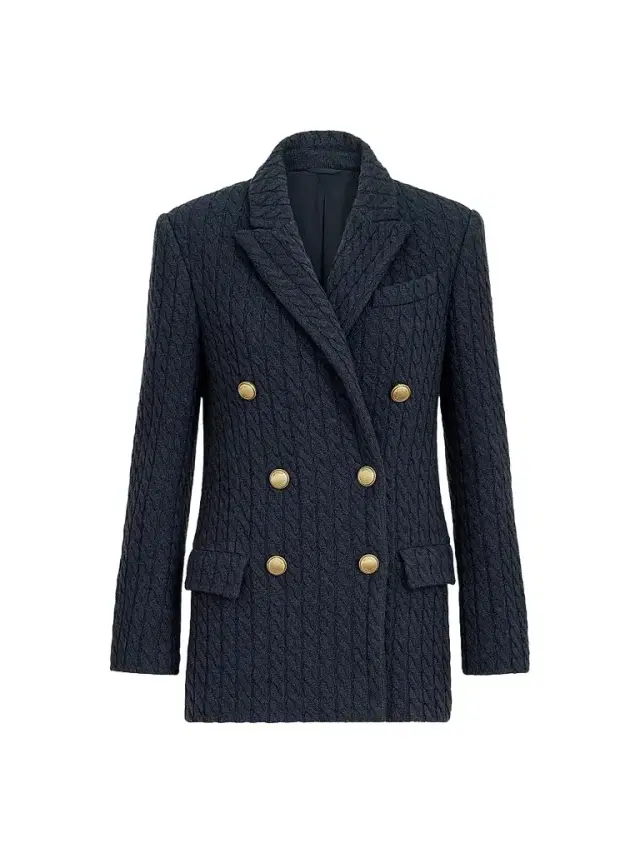 Brunello Cucinelli Women's Cashmere Cable Knit Blazer with Monili - Blue