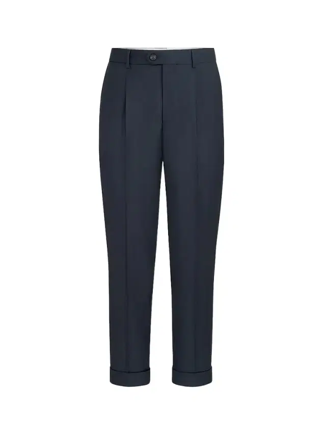 Brunello Cucinelli Men's Super 150s Virgin Wool Four Season Batavia Trousers - Navy Blue