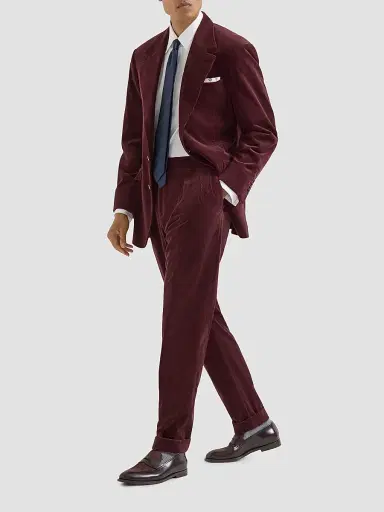 Brunello Cucinelli Men's Comfort Cotton and Cashmere Corduroy Cavallo Tailor Blazer - Bordeaux | Thumbnail 2