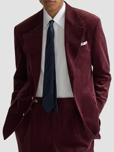 Brunello Cucinelli Men's Comfort Cotton and Cashmere Corduroy Cavallo Tailor Blazer - Bordeaux | Thumbnail 5