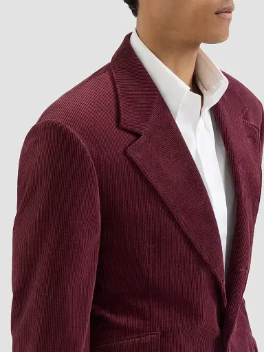 Brunello Cucinelli Men's Comfort Cotton and Cashmere Corduroy Cavallo Tailor Blazer - Bordeaux | Thumbnail 6