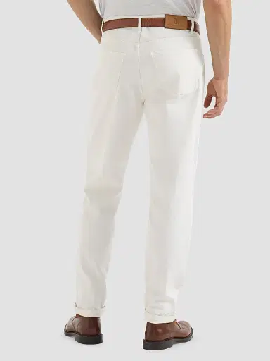 Brunello Cucinelli Men's Garment-Dyed Traditional Fit Five-Pocket Jeans in Lightweight Denim | Thumbnail 4