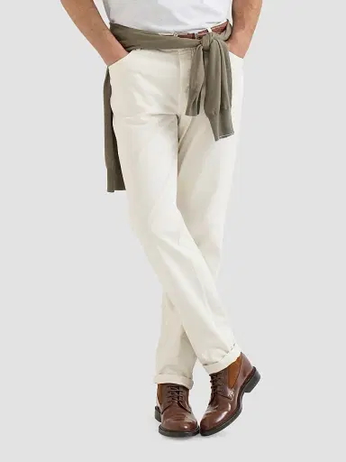 Brunello Cucinelli Men's Garment-Dyed Traditional Fit Five-Pocket Jeans in Lightweight Denim | Thumbnail 5