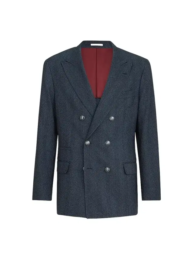 Brunello Cucinelli Men's Flannel One-and-a-Half Breasted Deconstructed Blazer - Navy Blue