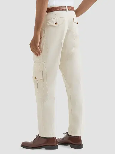 Brunello Cucinelli Men's Peached Cotton Gabardine Explorer Trousers - White | Thumbnail 4