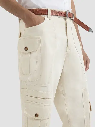 Brunello Cucinelli Men's Peached Cotton Gabardine Explorer Trousers - White | Thumbnail 6