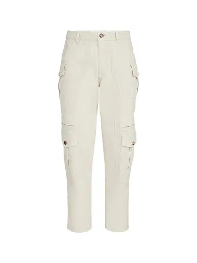 Brunello Cucinelli Men's Peached Cotton Gabardine Explorer Trousers - White | Thumbnail 1
