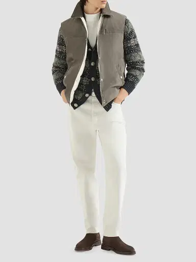 Brunello Cucinelli Men's Cashmere Jacquard Cardigan - Dark Grey | Thumbnail 2