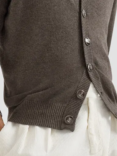 Brunello Cucinelli Men's Cashmere Cardigan - Brown | Thumbnail 6