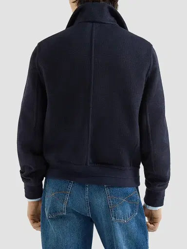 Brunello Cucinelli Men's Hand-Crafted Reversible Bomber Jacket in Cashmere Prince of Wales | Thumbnail 4 Brunello Cucinelli Men's Hand-Crafted Reversible Bomber Jacket in Cashmere Prince of Wales | Thumbnail 4