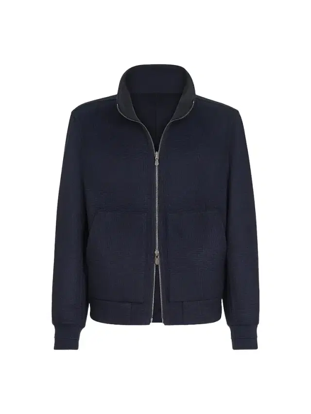 Men's Hand-Crafted Reversible Bomber Jacket in Cashmere Prince of Wales Men's Hand-Crafted Reversible Bomber Jacket in Cashmere Prince of Wales