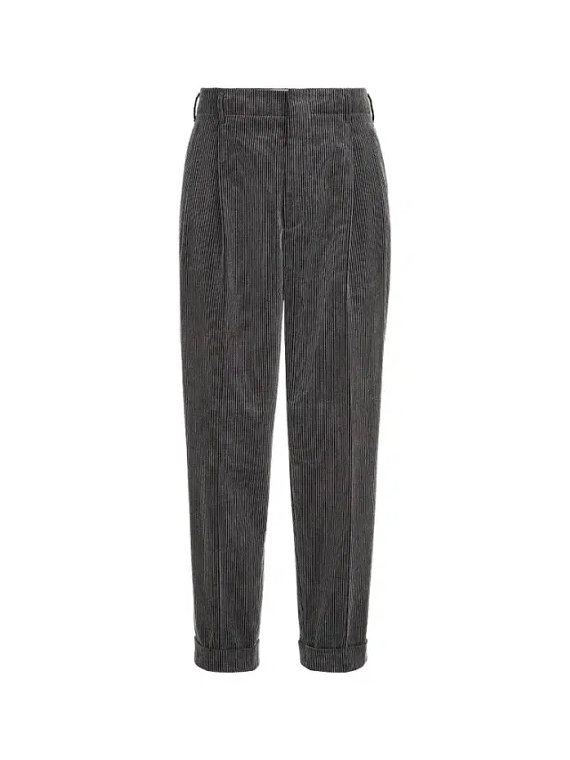 Brunello Cucinelli Men's Frosted Cotton Corduroy Trousers with Double Pleats - Grey