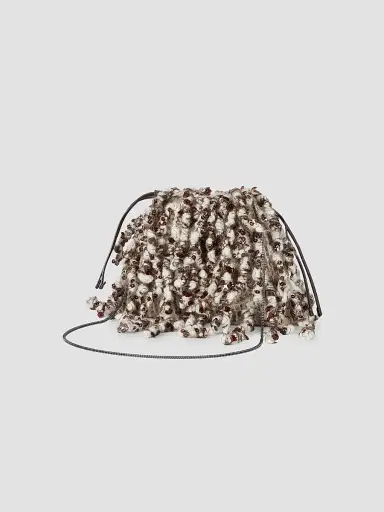 Brunello Cucinelli Women's Dazzling Twist Embroidery Pouch Bag with Precious Chain | Thumbnail 3 Brunello Cucinelli Women's Dazzling Twist Embroidery Pouch Bag with Precious Chain | Thumbnail 3