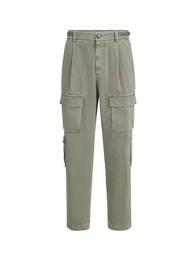 Brunello Cucinelli Men's Cotton Chevron Trousers with Cargo Pockets and Waist Tabs - Military | Thumbnail 1