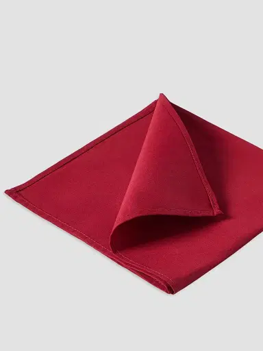 Brunello Cucinelli Men's Red Cotton Twill Pocket Square for Tuxedo | Thumbnail 2 Brunello Cucinelli Men's Red Cotton Twill Pocket Square for Tuxedo | Thumbnail 2