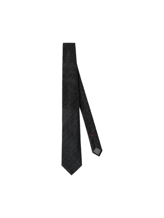 Men's Patterned Silk Tie - Black
