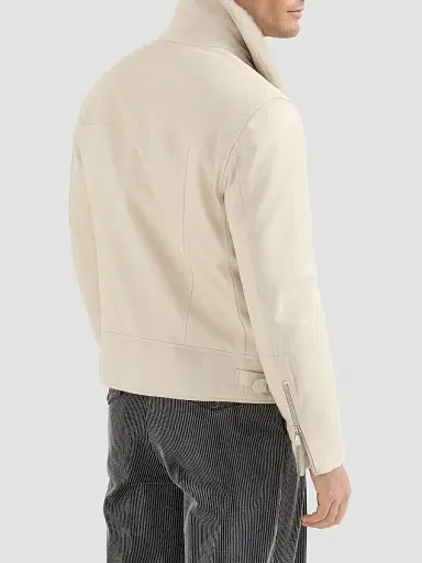 Brunello Cucinelli Men's Nappa Leather Biker Jacket with Thermore Padding and Detachable Shearling Collar - | Thumbnail 3