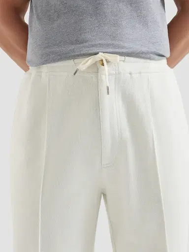 Brunello Cucinelli Men's Cashmere and Cotton French Terry Double Cloth Trousers - Off White - Size XXXXL | Thumbnail 2 Brunello Cucinelli Men's Cashmere and Cotton French Terry Double Cloth Trousers - Off White - Size XXXXL | Thumbnail 2