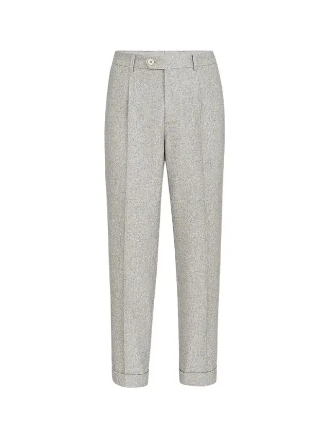 Men's Silk and Cashmere Cavalry Tweed Trousers with Pleats - Light Grey - Size 46 Men's Silk and Cashmere Cavalry Tweed Trousers with Pleats - Light Grey - Size 46
