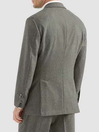 Brunello Cucinelli Men's Virgin Wool Flannel Cavallo Tailor Blazer with Metal Buttons - Military | Thumbnail 3