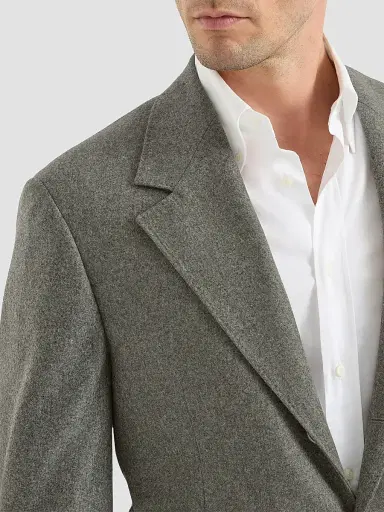 Brunello Cucinelli Men's Virgin Wool Flannel Cavallo Tailor Blazer with Metal Buttons - Military | Thumbnail 4
