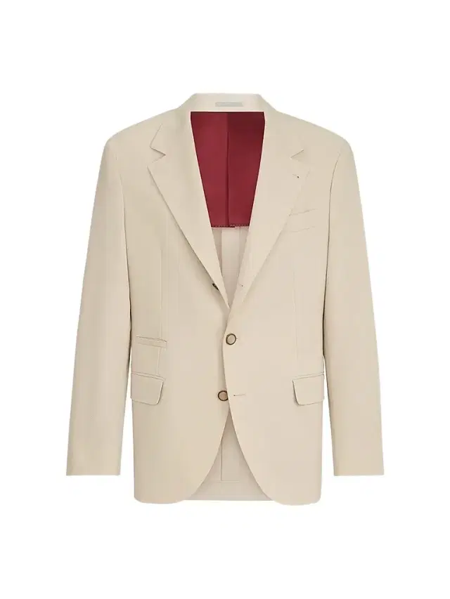 Brunello Cucinelli Men's Cotton and Virgin Wool Gabardine Deconstructed Blazer - Vanilla