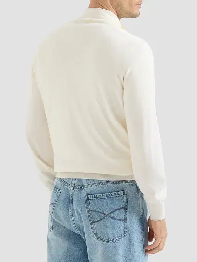 Brunello Cucinelli Men's Sea Island Cotton and Cashmere Lightweight Sweater - Panama | Thumbnail 4