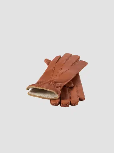 Brunello Cucinelli Men's Nappa Leather Gloves with Cashmere Knit Lining - Brown | Thumbnail 2