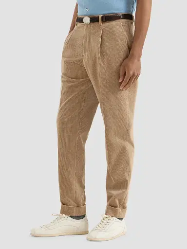 Brunello Cucinelli Men's Comfort Cotton and Cashmere Corduroy Trousers - Camel | Thumbnail 4