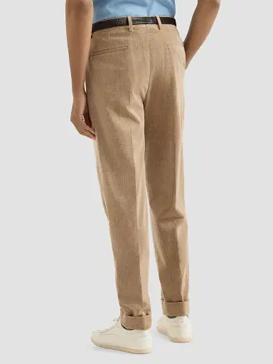 Brunello Cucinelli Men's Comfort Cotton and Cashmere Corduroy Trousers - Camel | Thumbnail 5
