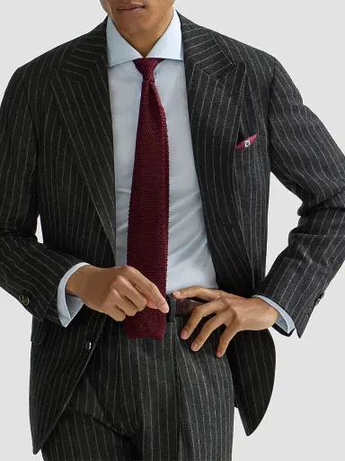 Brunello Cucinelli Men's Virgin Wool and Cashmere Flannel Deconstructed Blazer - Anthracite | Thumbnail 4