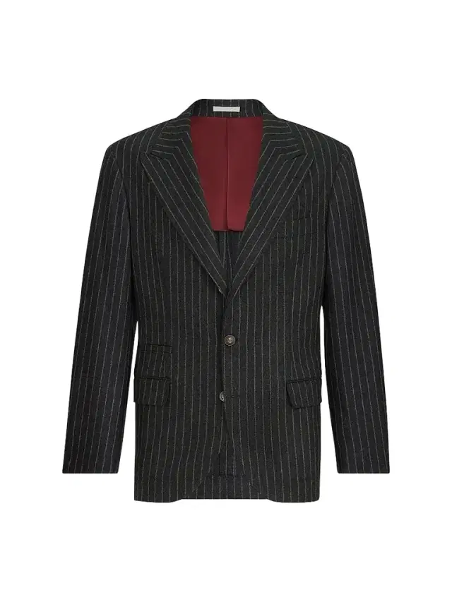 Brunello Cucinelli Men's Virgin Wool and Cashmere Flannel Deconstructed Blazer - Anthracite