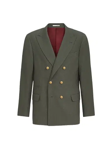 Brunello Cucinelli Men's Virgin Wool Canvas One-and-a-Half Breasted Deconstructed Blazer - Forest Green - Size 48 | Thumbnail 1 Brunello Cucinelli Men's Virgin Wool Canvas One-and-a-Half Breasted Deconstructed Blazer - Forest Green - Size 48 | Thumbnail 1