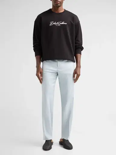 Dolce & Gabbana Men's Crease-Front Tapered-Leg Trousers | Thumbnail 2 Dolce & Gabbana Men's Crease-Front Tapered-Leg Trousers | Thumbnail 2
