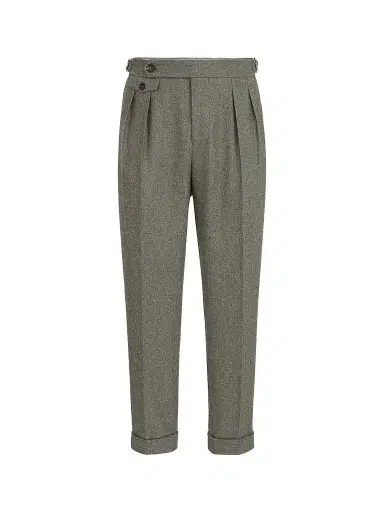 Brunello Cucinelli Men's Virgin Wool Flannel Trousers with Double Pleats - Military - Size 44 | Thumbnail 1