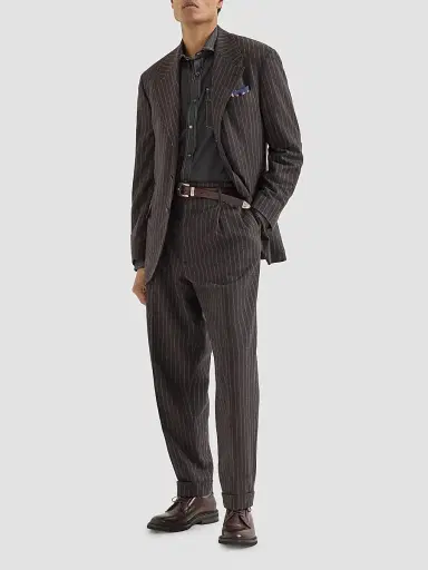 Brunello Cucinelli Men's Lightweight Denim Western Shirt - Dark Grey - Size Medium | Thumbnail 2 Brunello Cucinelli Men's Lightweight Denim Western Shirt - Dark Grey - Size Medium | Thumbnail 2