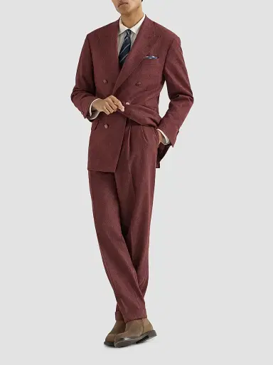 Brunello Cucinelli Men's Virgin Wool and Cashmere Flannel Cavallo Tailor Blazer - Lava | Thumbnail 2