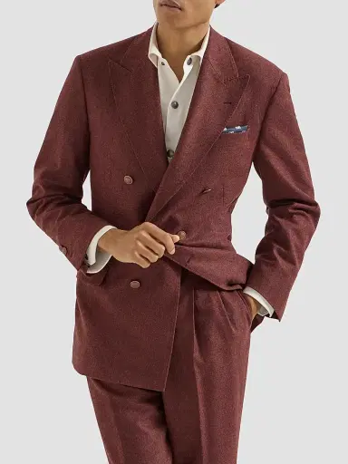 Brunello Cucinelli Men's Virgin Wool and Cashmere Flannel Cavallo Tailor Blazer - Lava | Thumbnail 3