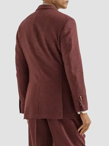 Brunello Cucinelli Men's Virgin Wool and Cashmere Flannel Cavallo Tailor Blazer - Lava | Thumbnail 4