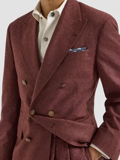 Brunello Cucinelli Men's Virgin Wool and Cashmere Flannel Cavallo Tailor Blazer - Lava | Thumbnail 6