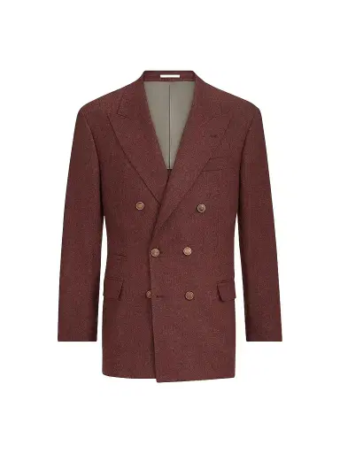 Brunello Cucinelli Men's Virgin Wool and Cashmere Flannel Cavallo Tailor Blazer - Lava | Thumbnail 1