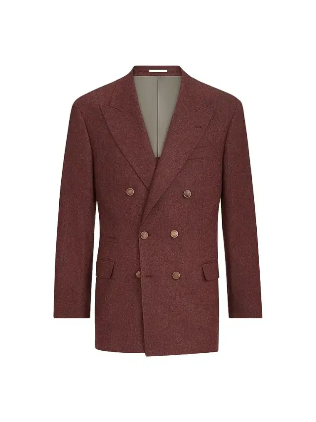 Brunello Cucinelli Men's Virgin Wool and Cashmere Flannel Cavallo Tailor Blazer - Lava